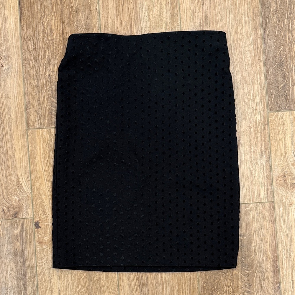 Premise Black Polka dot Textured Pencil Skirt